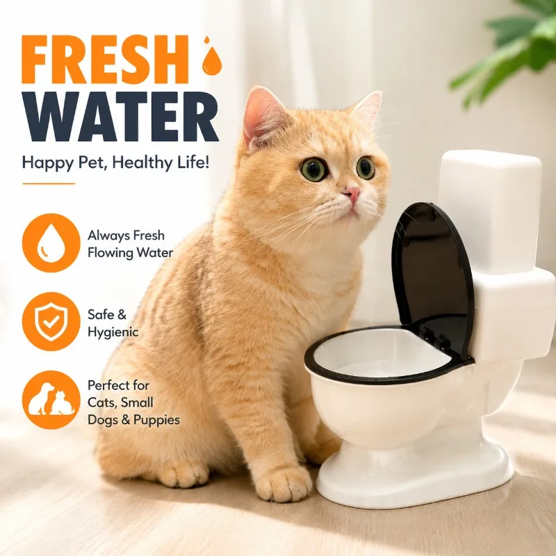 Funny Toilet Shaped Cat Water Fountain Creative Flowing Drinking Feeder Eco Friendly Non Electric Hydration Dispenser Novelty
Funny Toilet Shaped Cat Water Fountain Creative Flowing Drinking Feeder Eco Friendly Non Electric Hydration Dispenser Novelty