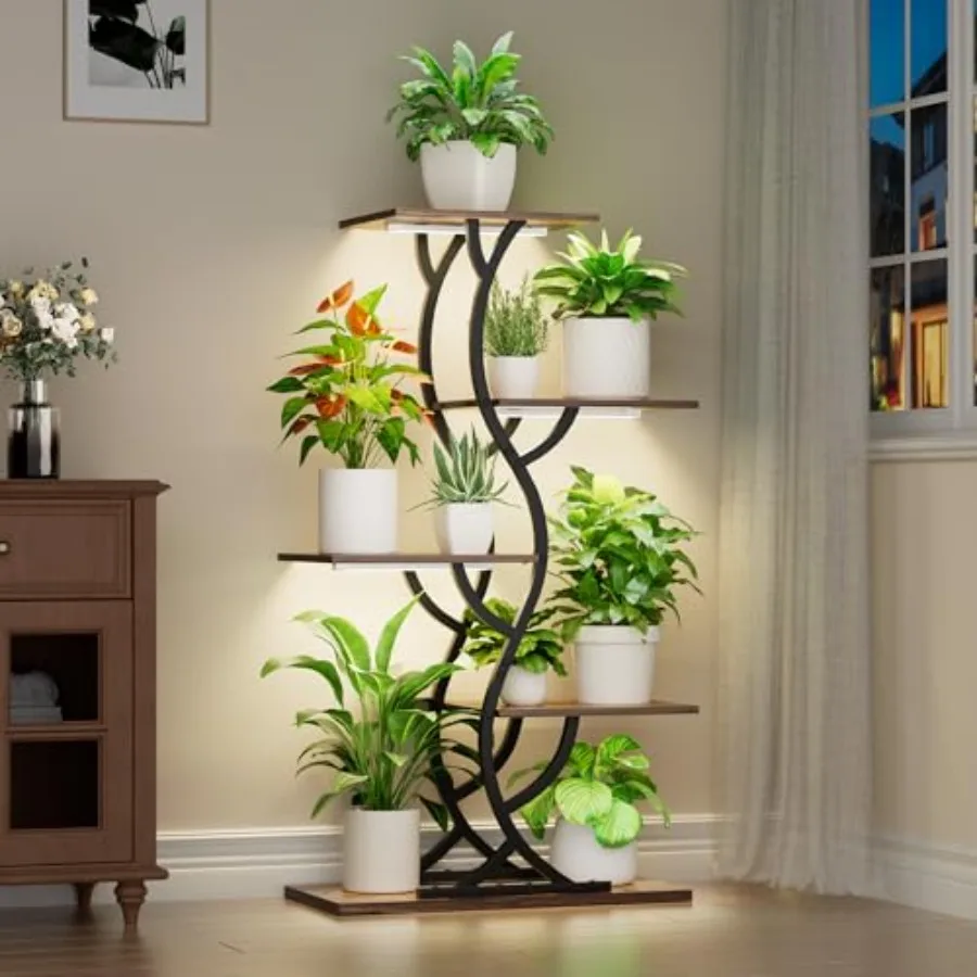 Plant Stand Indoor with Grow Lights - 44" Tall Corner Plant Stands for Indoor Plants, 5 Tiered Metal Plant Shelf, Curved Plant
Plant Stand Indoor with Grow Lights - 44" Tall Corner Plant Stands for Indoor Plants, 5 Tiered Metal Plant Shelf, Curved Plant