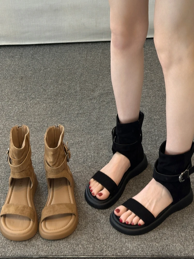 Korean Style High Top Roman Sandals Women's Summer Thick Bottom Slip-On Shoes Suitable for Skirts And Short Boots
Korean Style High Top Roman Sandals Women's Summer Thick Bottom Slip-On Shoes Suitable for Skirts And Short Boots