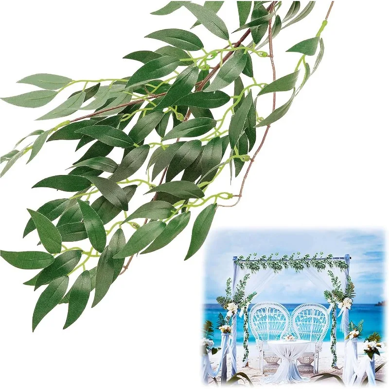 2pcs Artificial Willow Leaves Vines Twigs Fake Silk Hanging Willow Plant Greenery Garland String for Indoor Wedding Party Decor
2pcs Artificial Willow Leaves Vines Twigs Fake Silk Hanging Willow Plant Greenery Garland String for Indoor Wedding Party Decor