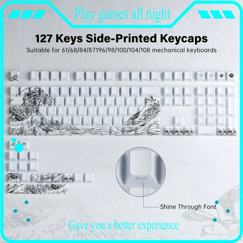 Xvx "Ukiyo-E" Original Height Side Engraved Translucent Keycap Pbt Material Creative Personality Mechanical Keyboard Suitable
Xvx "Ukiyo-E" Original Height Side Engraved Translucent Keycap Pbt Material Creative Personality Mechanical Keyboard Suitable