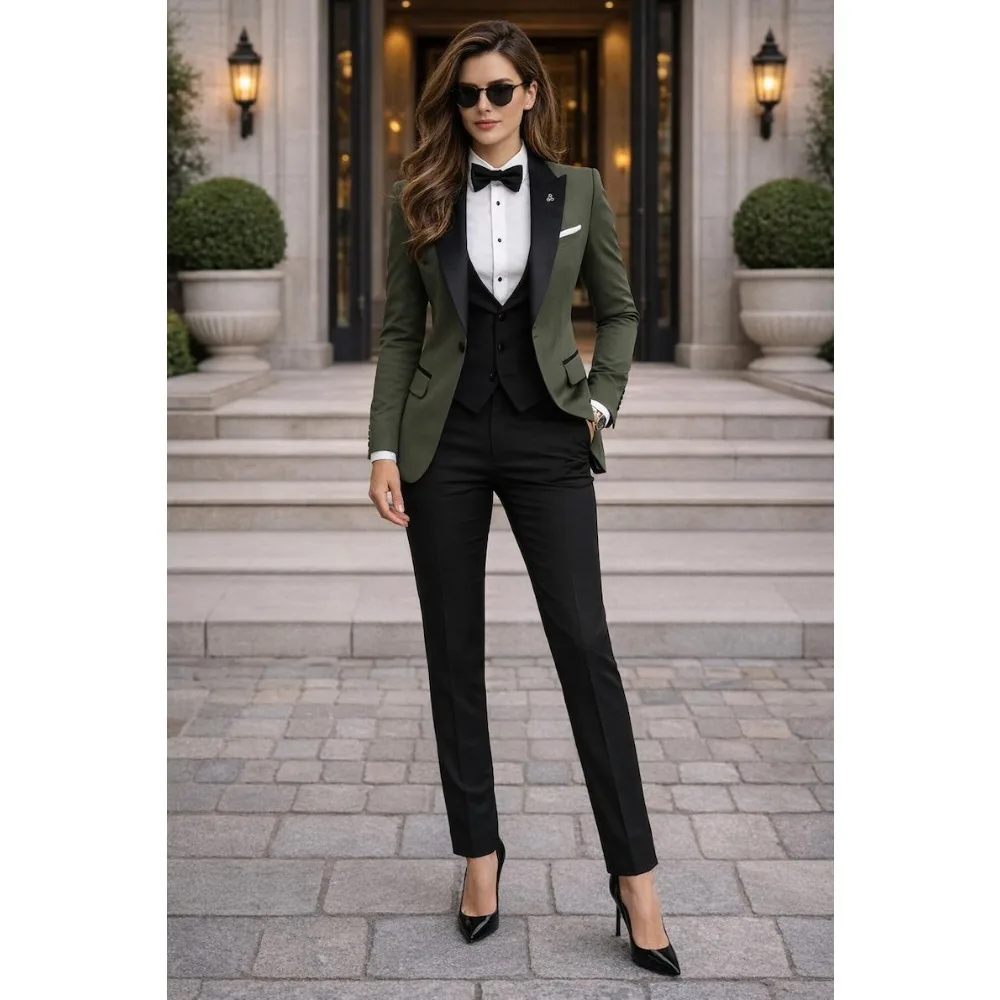 Chic Women Suits 3 Piece Elegant Peak Lapel One Button Tuxedo Slim Fashion Formal Prom Party Wedding Business Casual Outfit
Chic Women Suits 3 Piece Elegant Peak Lapel One Button Tuxedo Slim Fashion Formal Prom Party Wedding Business Casual Outfit