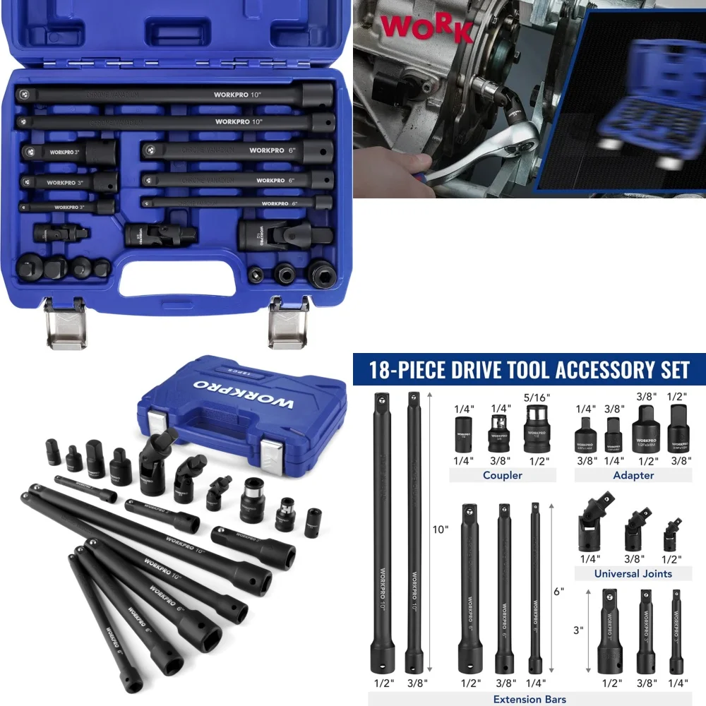 Наборы ручных инструментов Набор торцевых ключей из 18 предметов с адаптерами и удлинителями для инструментов 1 4 3 8 1 2
Наборы ручных инструментов Набор торцевых ключей из 18 предметов с адаптерами и удлинителями для инструментов 1 4 3 8 1 2