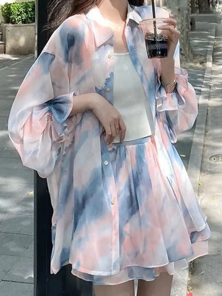 Harajuku блузка-туника, топы, женская одежда, сексуальный пляжный комплект мини-юбки, женские рубашки оверсайз с принтом тай-дай, летняя модная уличная одежда 
Harajuku блузка-туника, топы, женская одежда, сексуальный пляжный комплект мини-юбки, женские рубашки оверсайз с принтом тай-дай, летняя модная уличная одежда