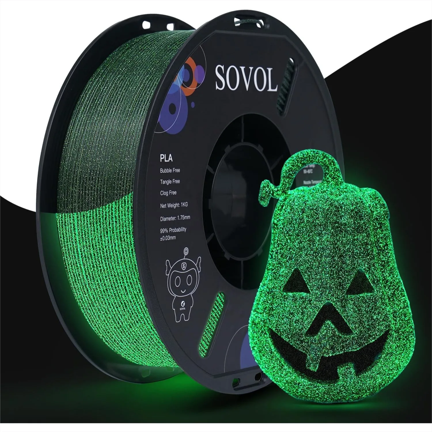 Glow in the Dark PLA Filament 1.75mm, Luminous 3D Printer Filament 1kg Spool, Dimensional Accuracy +/-0.03mm, Shiny Green
Glow in the Dark PLA Filament 1.75mm, Luminous 3D Printer Filament 1kg Spool, Dimensional Accuracy +/-0.03mm, Shiny Green