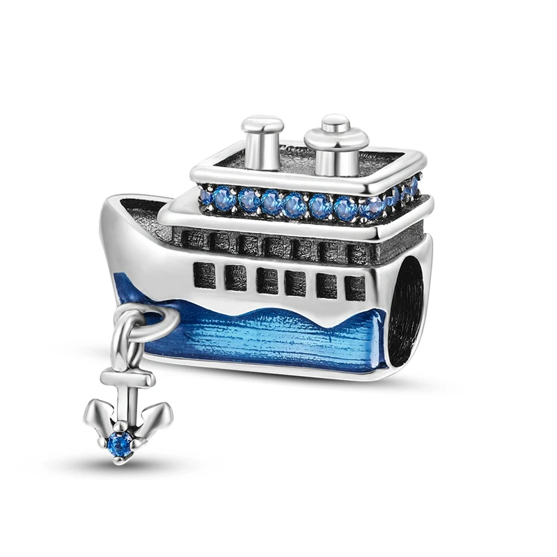 925 Sterling Silver Charms Bead CZ Zircon Blue Ship Dangle Fit Original Bracelet DIY Women Jewelry
925 Sterling Silver Charms Bead CZ Zircon Blue Ship Dangle Fit Original Bracelet DIY Women Jewelry