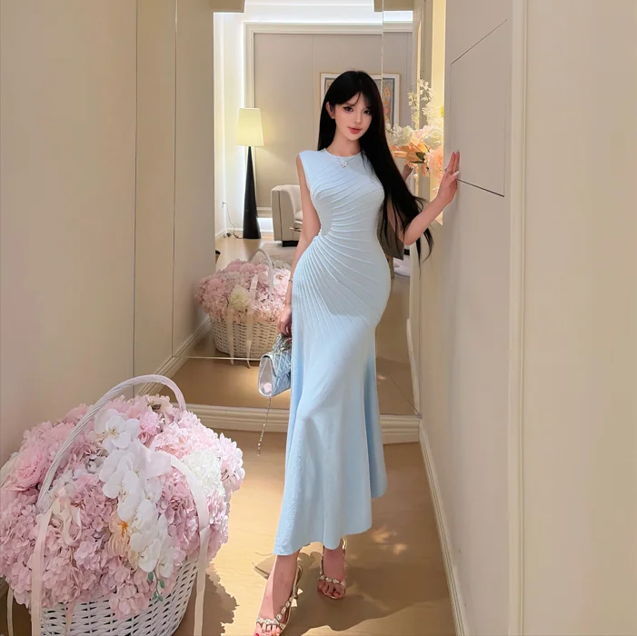 Summer French Elegant High End Evening Dress Women's Sleeveless O-Neck Design Slim Dress Fashion Chic High Street Bodycon Dress
Summer French Elegant High End Evening Dress Women's Sleeveless O-Neck Design Slim Dress Fashion Chic High Street Bodycon Dress