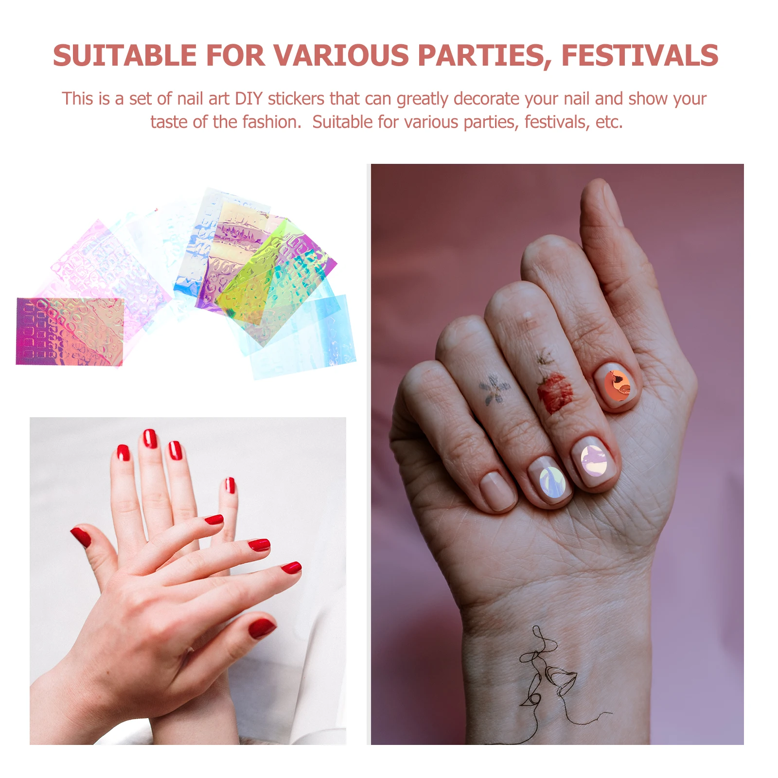 11 Sheets Colorful Nail Art Stickers Diy Decals Manicure Decor Self-Adhesive Nail Sticker Durable Woman Girl Fingernail Decal
11 Sheets Colorful Nail Art Stickers Diy Decals Manicure Decor Self-Adhesive Nail Sticker Durable Woman Girl Fingernail Decal