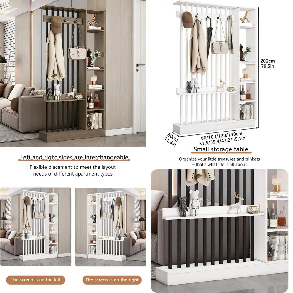 Walnut & Black Wooden Room Divider with Coat Rack, Bookcase & Shelves, 100cm Wide
Walnut & Black Wooden Room Divider with Coat Rack, Bookcase & Shelves, 100cm Wide