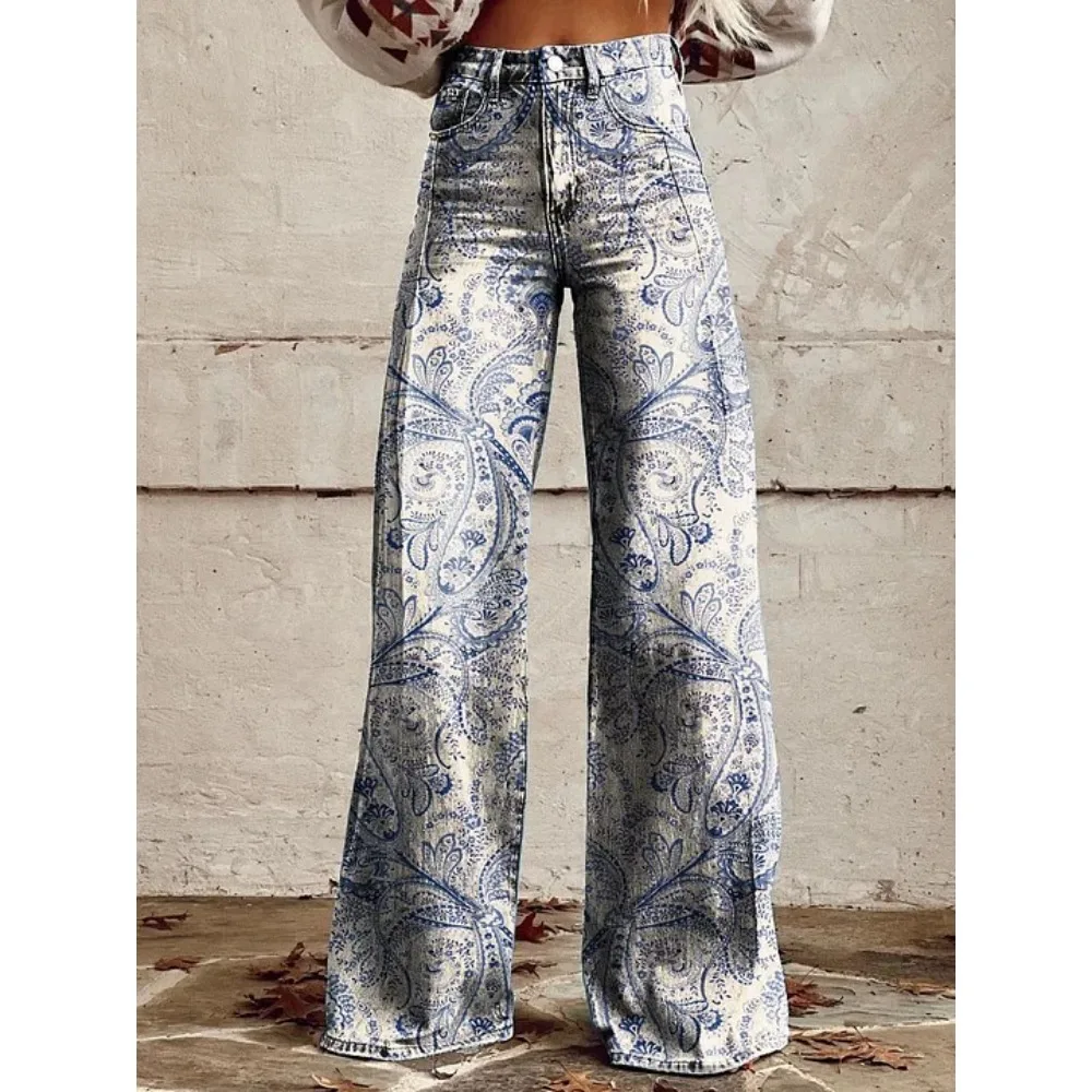 Harajuku Women Blue White Paisley Print High Waist Wide Leg Pants Western Cactus Boho Casual Loose Trousers Colorful Pants
Harajuku Women Blue White Paisley Print High Waist Wide Leg Pants Western Cactus Boho Casual Loose Trousers Colorful Pants