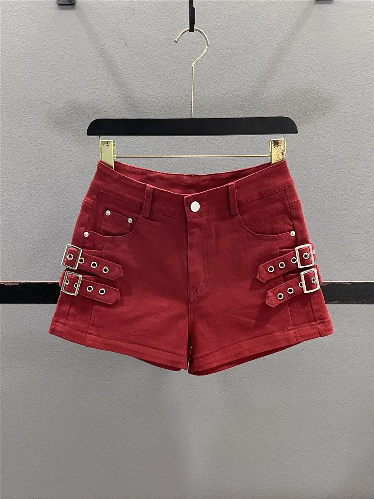 American Retro Red Workwear Denim Shorts Women Summer Loose Slim A-Line Wide Leg Hot Pants Casual Cotton Stretch Denim
American Retro Red Workwear Denim Shorts Women Summer Loose Slim A-Line Wide Leg Hot Pants Casual Cotton Stretch Denim