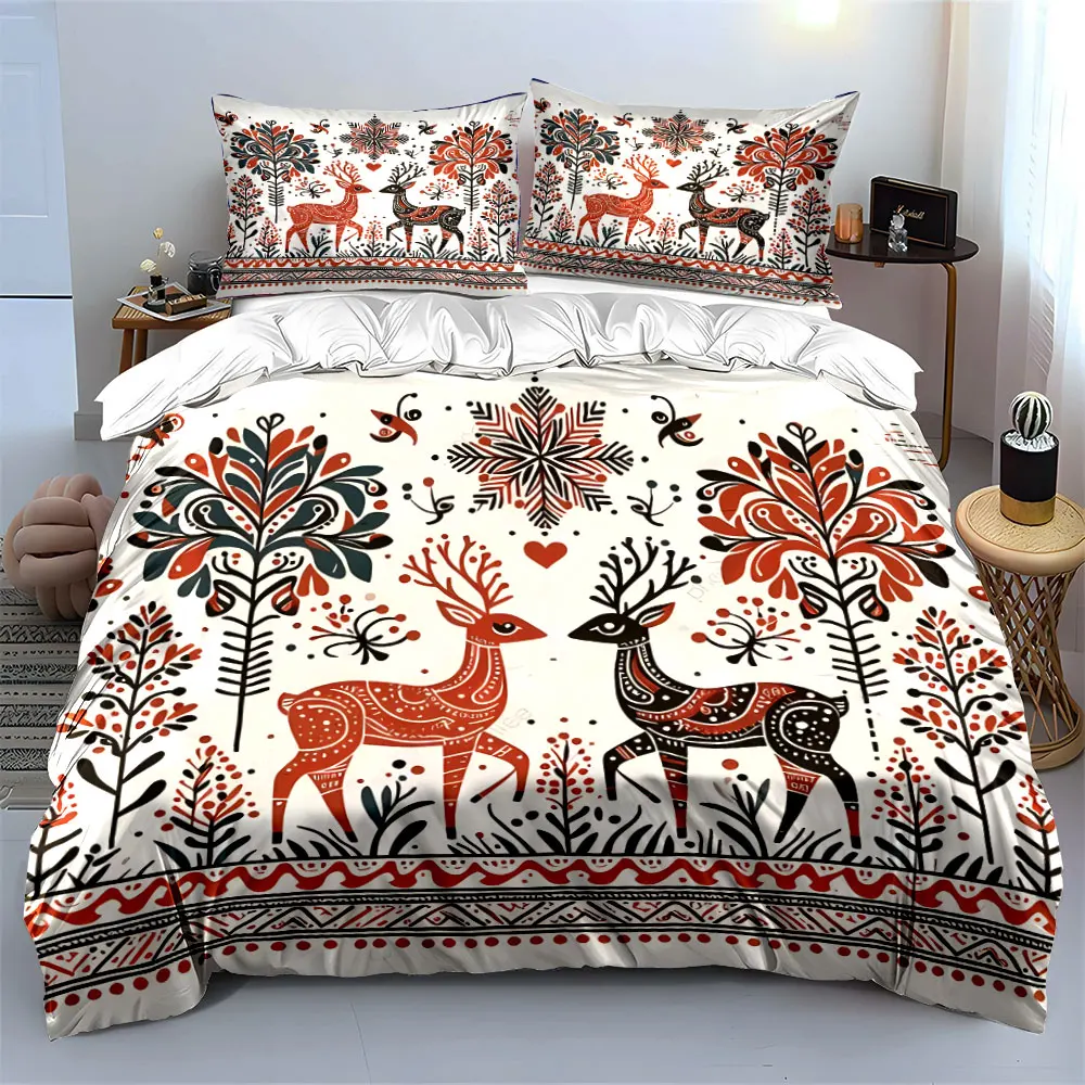 Folk-style deer and painted plants Print Soft Comfortable Duvet Cover Bedding Set Included 1*Duvet Cover 2*Pillowcases
Folk-style deer and painted plants Print Soft Comfortable Duvet Cover Bedding Set Included 1*Duvet Cover 2*Pillowcases