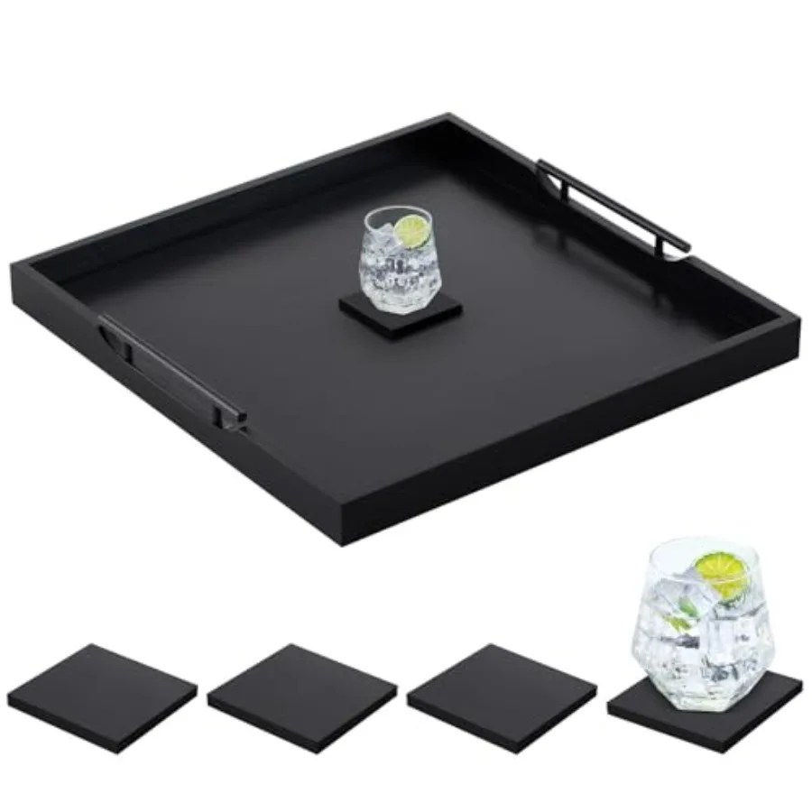 24'' Square Extra Large Ottoman Tray Wood Serving Tray with 4 Coasters and Metal Handles Decorative Coffee Table Platter for Li
24'' Square Extra Large Ottoman Tray Wood Serving Tray with 4 Coasters and Metal Handles Decorative Coffee Table Platter for Li