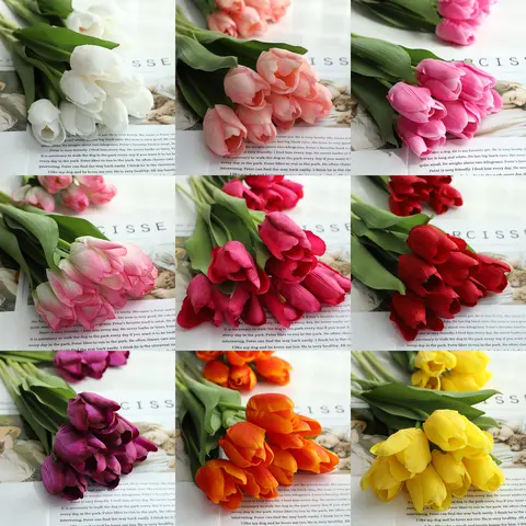 3/5pcs High Quality Tulip Artificial Flower Real Touch Tulip Artificial Bouquet Fake Flower for Wedding Home Garden Decor