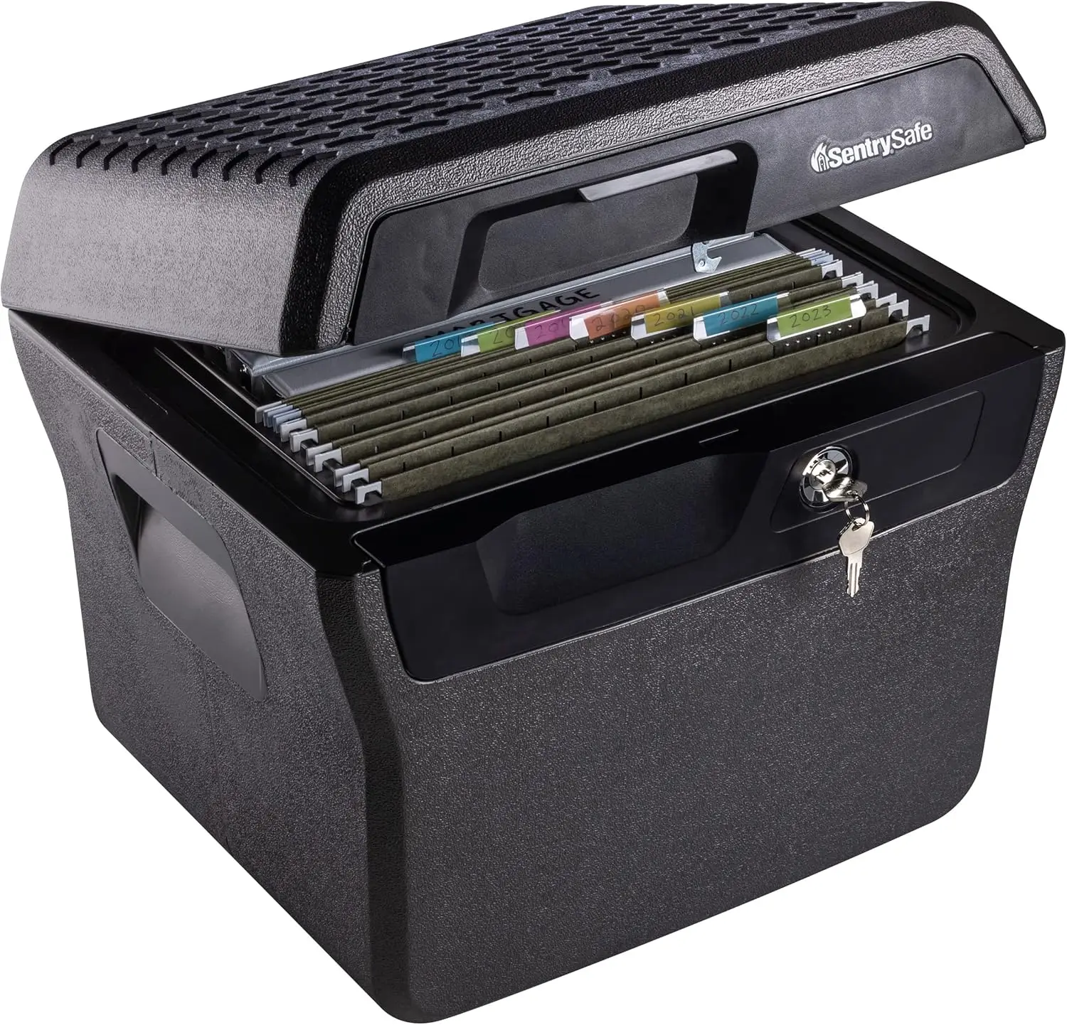 Fireproof Waterproof Lock Box with Key Lock, File Safe with Carrying Handles for Documents, 0.66 Cubic Feet, Dark Gray
Fireproof Waterproof Lock Box with Key Lock, File Safe with Carrying Handles for Documents, 0.66 Cubic Feet, Dark Gray
