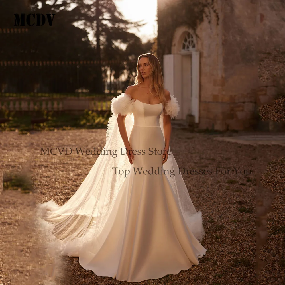 MCDV Classic Mermaid Wedding Dresses 2025 Strapless Sleevelsss Lace Up Satin Simple Bridal Gown Vestidos De Novia Customized
MCDV Classic Mermaid Wedding Dresses 2025 Strapless Sleevelsss Lace Up Satin Simple Bridal Gown Vestidos De Novia Customized