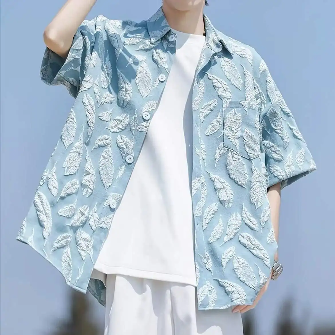 Casual Bla ort Sve Floral irt Men's Summer Design Sense Top Loose Fit Five Button Coat Sle Inner Wear Outerwear
Casual Bla ort Sve Floral irt Men's Summer Design Sense Top Loose Fit Five Button Coat Sle Inner Wear Outerwear