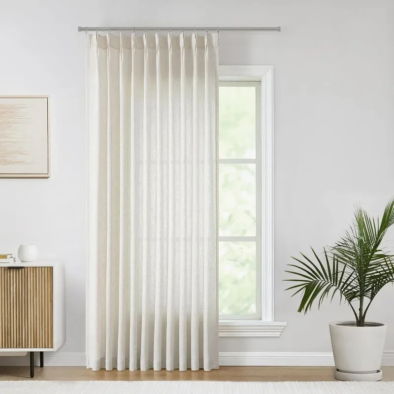 Pleated Semi Sheer Curtains Textured Linen Blended Light Filtering Window Curtains Pinch Pleat Drapes with Hooks 1 Panel
Pleated Semi Sheer Curtains Textured Linen Blended Light Filtering Window Curtains Pinch Pleat Drapes with Hooks 1 Panel