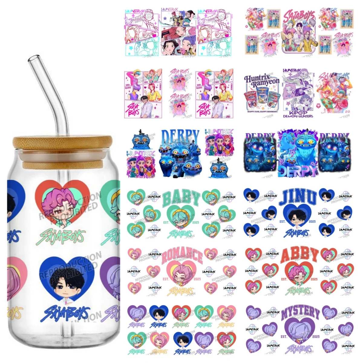 Miniso K-Pop: Demon Hunters Design UV DTF Cup Wrap For 16oz Libbey Beer Glass Can Cup Wrap DIY Sticker Selfadhesive Washable 
Miniso K-Pop: Demon Hunters Design UV DTF Cup Wrap For 16oz Libbey Beer Glass Can Cup Wrap DIY Sticker Selfadhesive Washable