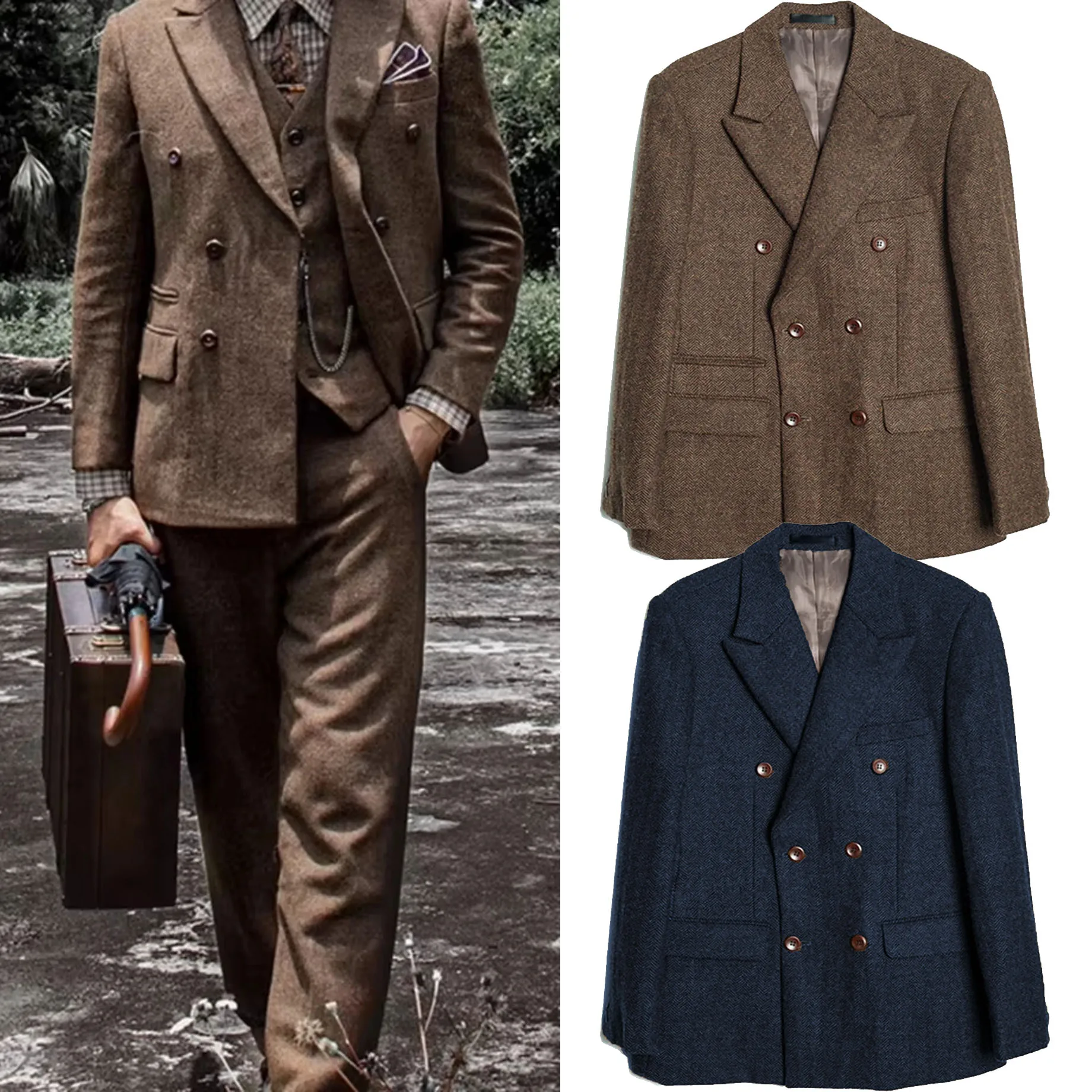 Elegant Men's Herringbone Suit Jacket High Quality Slim Fit Casual Fashion Design Double-breasted Men's Blazers
Elegant Men's Herringbone Suit Jacket High Quality Slim Fit Casual Fashion Design Double-breasted Men's Blazers