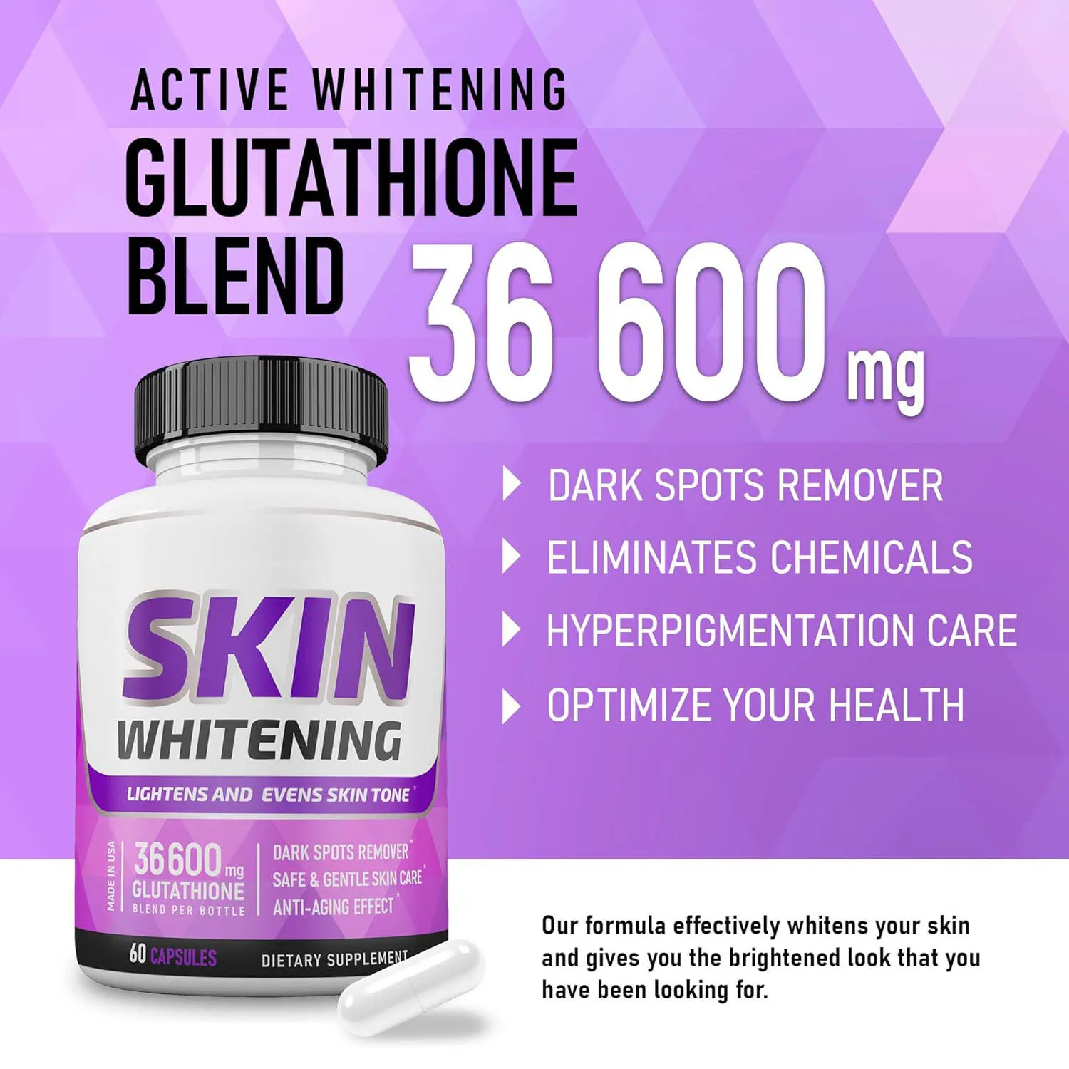 Glutathione Whitening Pills Skin Whitening Capsules Supplement - Skin Lightener for Dark Spot Remover Anti-aging and antioxidant
Glutathione Whitening Pills Skin Whitening Capsules Supplement - Skin Lightener for Dark Spot Remover Anti-aging and antioxidant