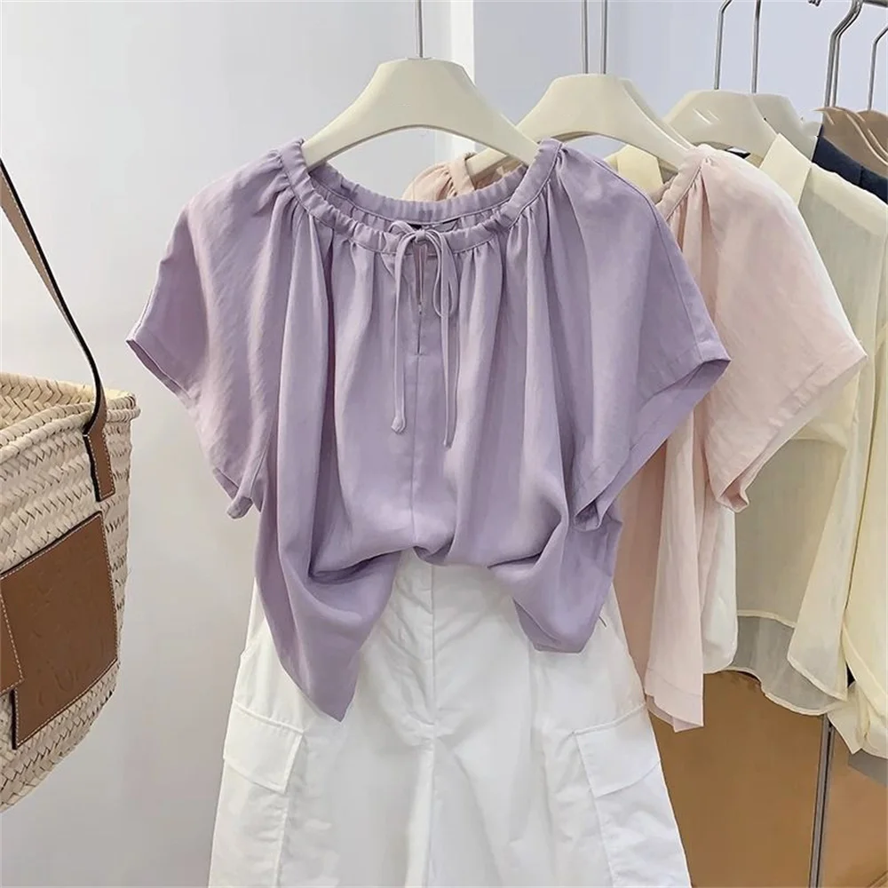 Sweet Shirt For Women Summer New Round Neck Blouse Pullover Cute Loose Short Sleeve Shirt White Pink Shirt Top
Sweet Shirt For Women Summer New Round Neck Blouse Pullover Cute Loose Short Sleeve Shirt White Pink Shirt Top