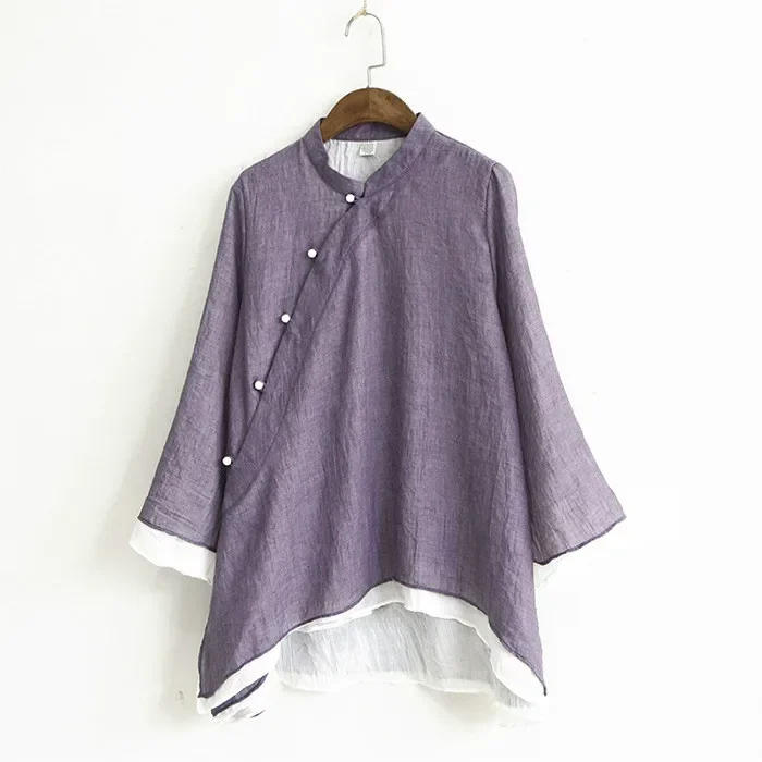 Original Women Spring Cotton Stand Collar Chinese Style Vintage Buckle Long Sleeve Purple Shirt Loose Casual Blouse Ladies Tops
Original Women Spring Cotton Stand Collar Chinese Style Vintage Buckle Long Sleeve Purple Shirt Loose Casual Blouse Ladies Tops