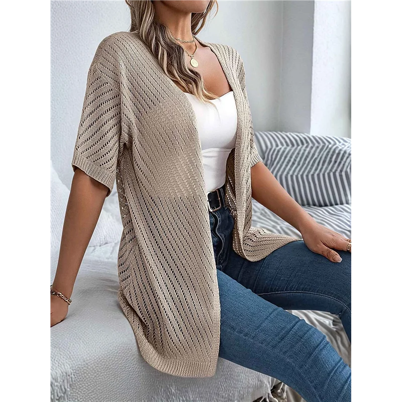 Summer Cardigan Women's Short Sleeve V Neck Crochet Loose Front Open Hollow Cover Up
Summer Cardigan Women's Short Sleeve V Neck Crochet Loose Front Open Hollow Cover Up