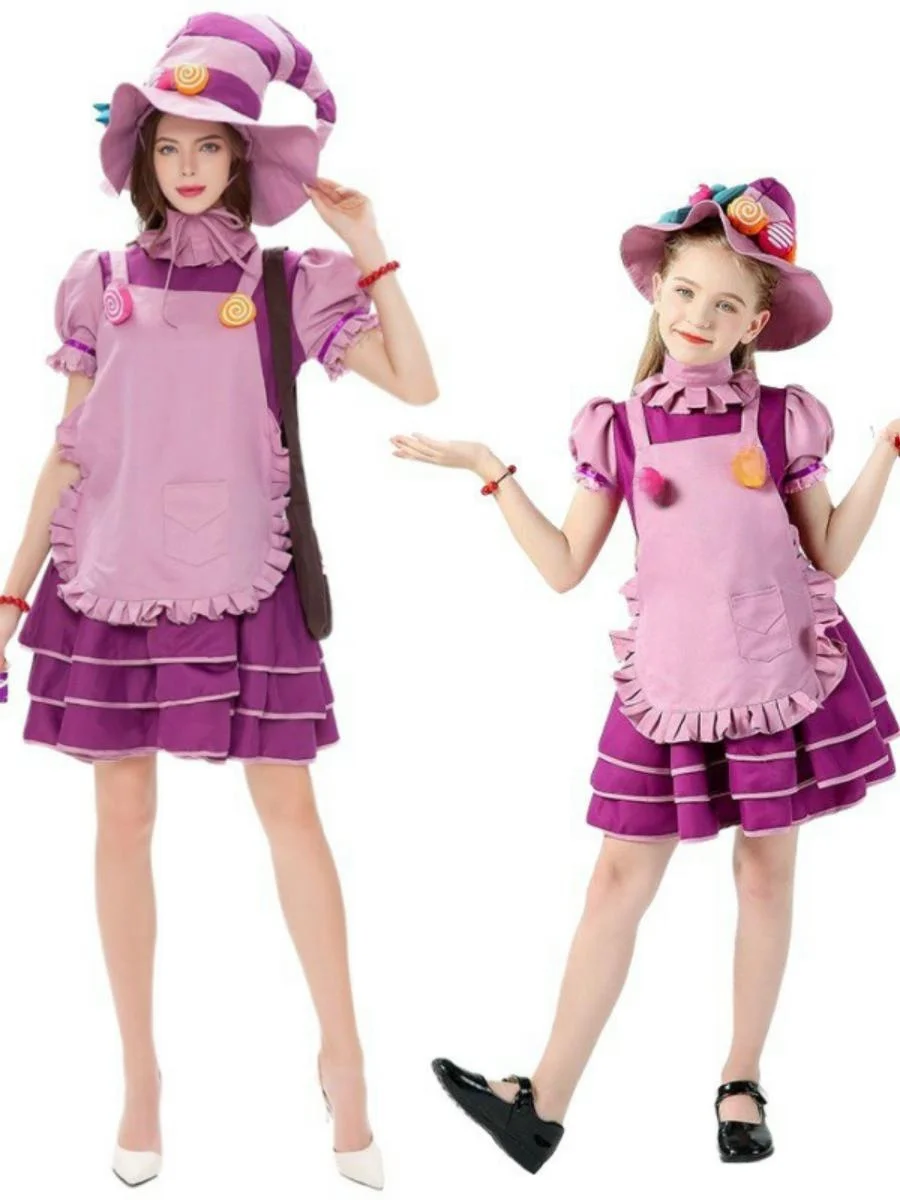 Сценический костюм конфетной ведьмы на Хэллоуин, костюм для ролевых игр, детский костюм для родителей и детей, модный для взрослых и женщин
Сценический костюм конфетной ведьмы на Хэллоуин, костюм для ролевых игр, детский костюм для родителей и детей, модный для взрослых и женщин