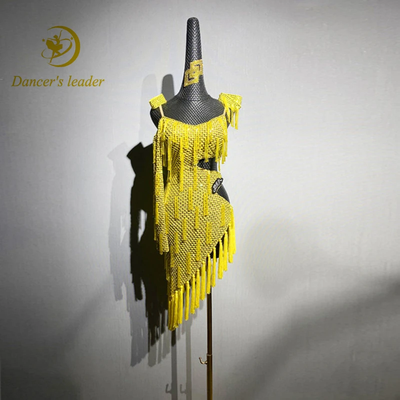 Latin Dance AB Stone Female Adult Children High end Customized Yellow Grid Diamond Dress Tango Samba Performance Dress
Latin Dance AB Stone Female Adult Children High end Customized Yellow Grid Diamond Dress Tango Samba Performance Dress