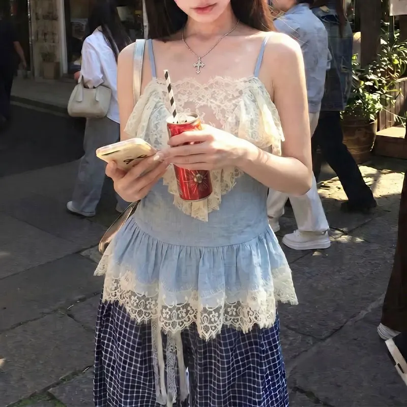 French Style Fashionable Lace Patchwork Slim Camis Summer Waist Tops Female Clothing Solid Color Basic Hotsweet Sleeveless Tanks
French Style Fashionable Lace Patchwork Slim Camis Summer Waist Tops Female Clothing Solid Color Basic Hotsweet Sleeveless Tanks