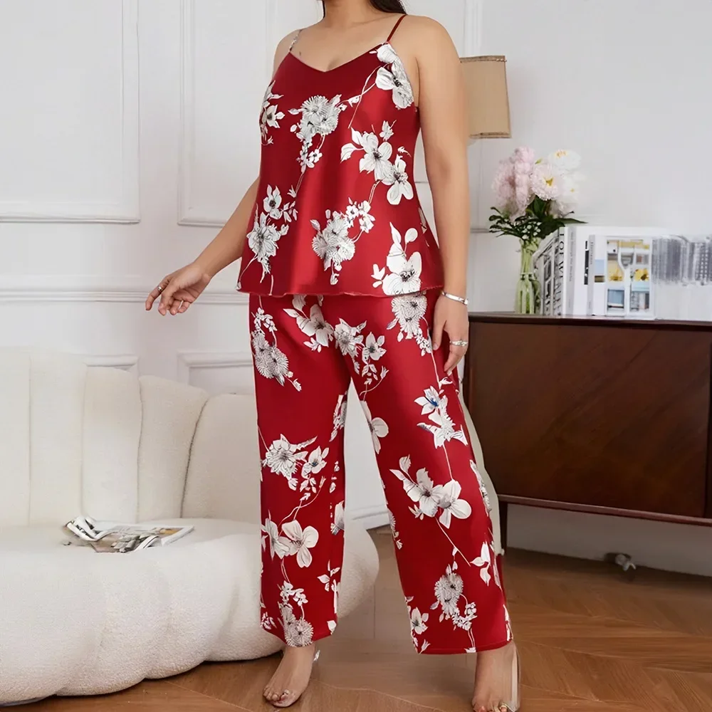 Large Size 3XL 4XL 5XL Female Pajamas Sexy Suspender Trouser Suits Home Clothing Print Flower Satin Sleepwear Intimate Lingerie
Large Size 3XL 4XL 5XL Female Pajamas Sexy Suspender Trouser Suits Home Clothing Print Flower Satin Sleepwear Intimate Lingerie