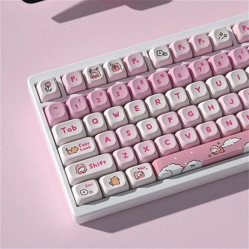 129 Keys Pink Cute Lazy Opaque Keycaps Genuine PBT Keycaps OEM For MX Switch Gaming Mechanical Keyboard Keys
129 Keys Pink Cute Lazy Opaque Keycaps Genuine PBT Keycaps OEM For MX Switch Gaming Mechanical Keyboard Keys