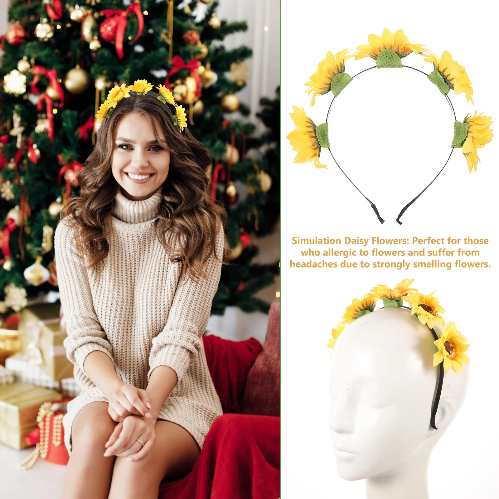 Artificial Fabric Headband Sunflower Hair Wreath Wedding Floral Headdress Elegant Party AccessoryDaisy Crown for Allergy
Artificial Fabric Headband Sunflower Hair Wreath Wedding Floral Headdress Elegant Party AccessoryDaisy Crown for Allergy