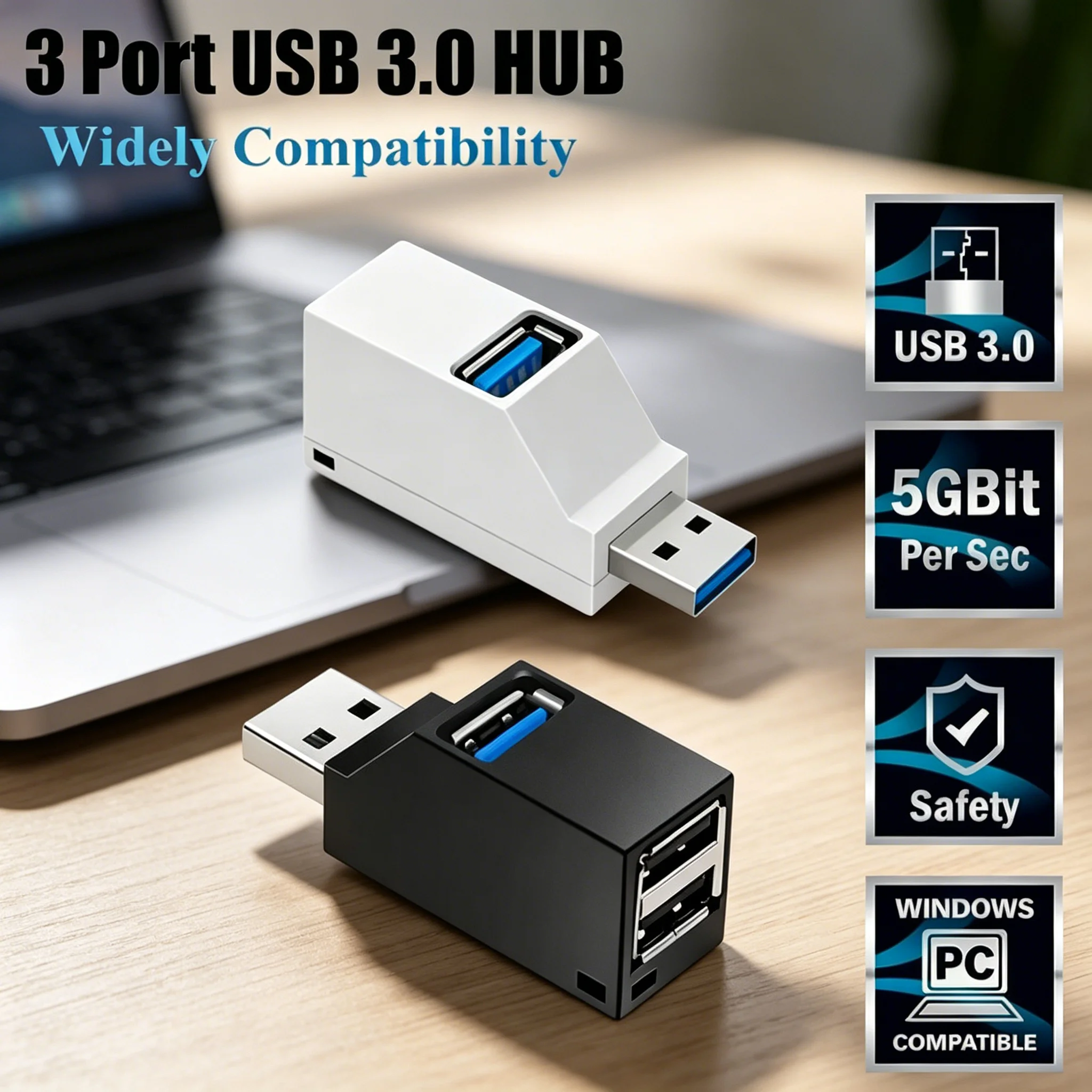 180° Rotatable USB Hub Splitter, 3 Ports USB3.0/2.0 High Speed Data Transfer Multi Port Expander, Portable Mini USB Dock Station
180° Rotatable USB Hub Splitter, 3 Ports USB3.0/2.0 High Speed Data Transfer Multi Port Expander, Portable Mini USB Dock Station
