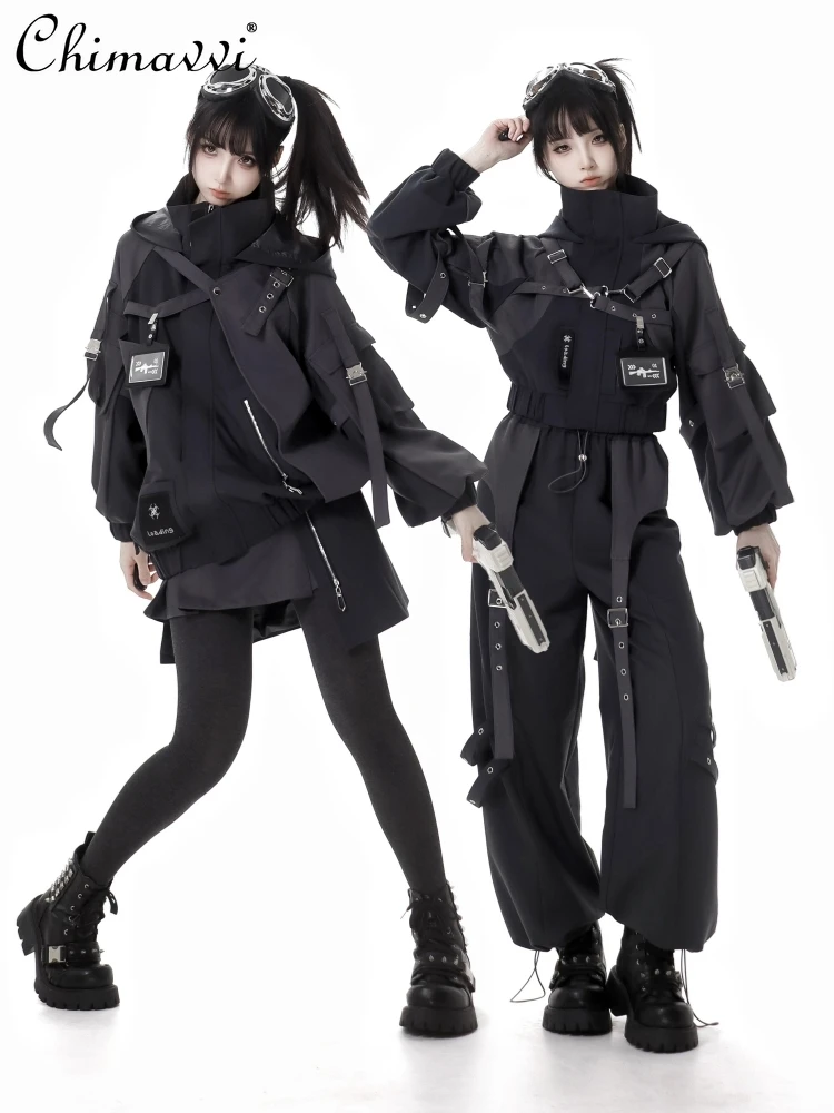 Mechanical Style Pant Sets Sweet Cool Girls Hooded Oversized Zipper Jacket Elastic Waist Casual Pants Subculture Womens Outfits
Mechanical Style Pant Sets Sweet Cool Girls Hooded Oversized Zipper Jacket Elastic Waist Casual Pants Subculture Womens Outfits