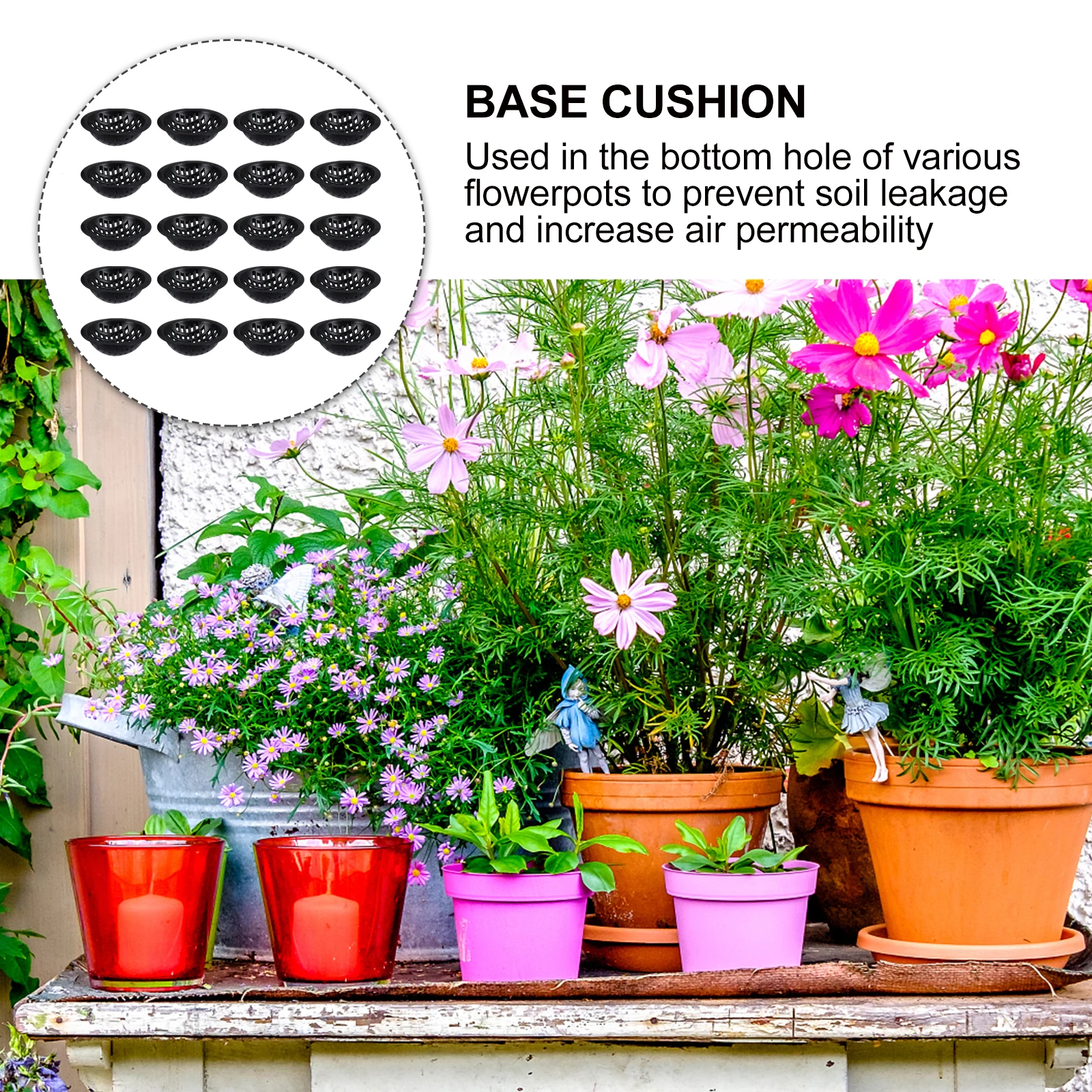 20 Pcs Breathable Mesh Cover Drainage Gasket Flowerpot Pads Bottom Grid Mat along with Indoor Bowl Shape Plastic
20 Pcs Breathable Mesh Cover Drainage Gasket Flowerpot Pads Bottom Grid Mat along with Indoor Bowl Shape Plastic