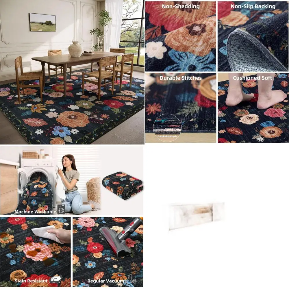 Ковер для спальни, пригодный для машинной стирки: Ковер для гостиной 5'x7', большой, с цветочным винтажным узором, устойчивый к пятнам, нескользящий, с коротким ворсом, из искусственной шерсти, размер S
Ковер для спальни, пригодный для машинной стирки: Ковер для гостиной 5'x7', большой, с цветочным винтажным узором, устойчивый к пятнам, нескользящий, с коротким ворсом, из искусственной шерсти, размер S