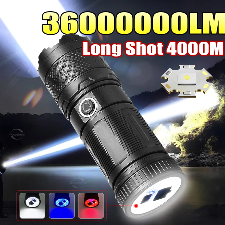 Сверхмощный светодиодный фонарь 36000000LM с высокой яркостью, перезаряжаемый, портативный, с зумом, из ABS-пластика, с COB-подсветкой для кемпинга
Сверхмощный светодиодный фонарь 36000000LM с высокой яркостью, перезаряжаемый, портативный, с зумом, из ABS-пластика, с COB-подсветкой для кемпинга