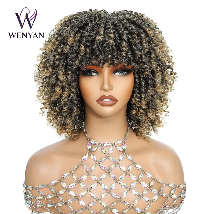 12 Inch Ombre Honey Blonde Bang Wigs, Afro Kinky Curly Synthetic Wig with Bangs, Spiral Curly Wig for Black Women, Glueless Wig
12 Inch Ombre Honey Blonde Bang Wigs, Afro Kinky Curly Synthetic Wig with Bangs, Spiral Curly Wig for Black Women, Glueless Wig