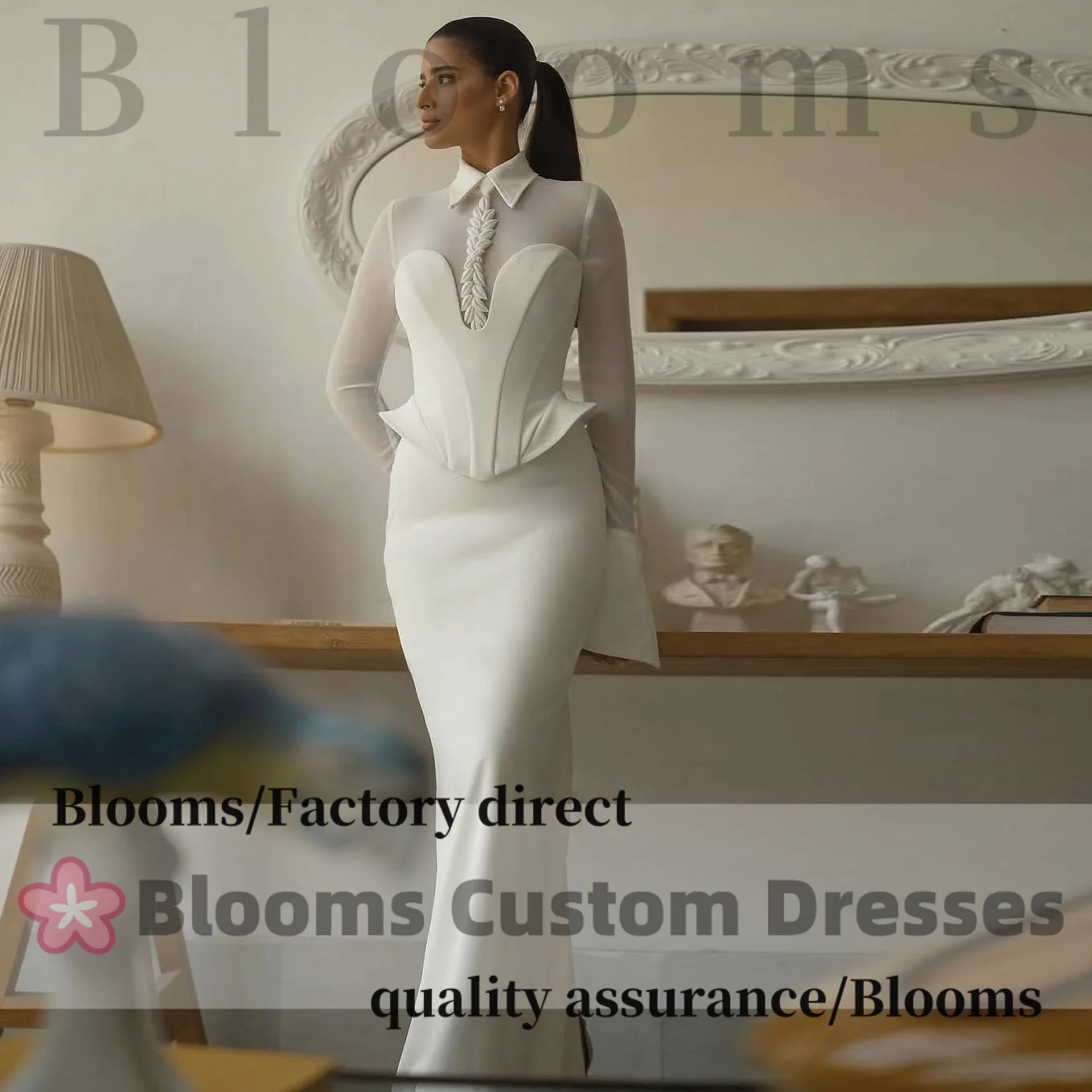 Customized Long Sleeves Patched Slim Fit Women's Evening Dresses Ivory Appliques Formal Elegant Party Dresses
Customized Long Sleeves Patched Slim Fit Women's Evening Dresses Ivory Appliques Formal Elegant Party Dresses