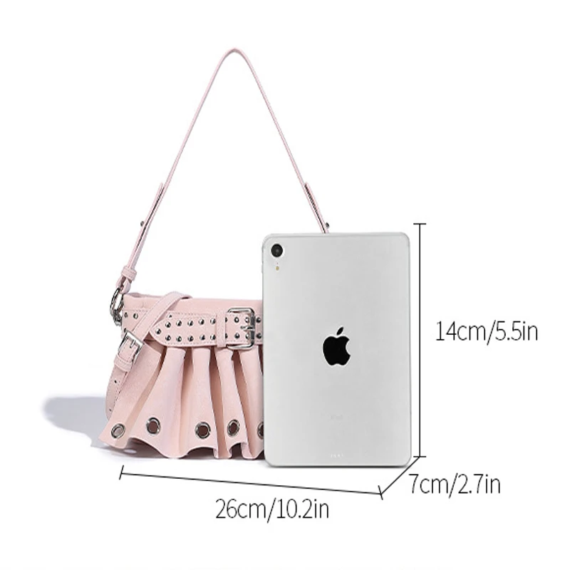 Creative novel pleated bag for women's bag cross-border new punk shoulder bag high-quality crossbody bag
Creative novel pleated bag for women's bag cross-border new punk shoulder bag high-quality crossbody bag
