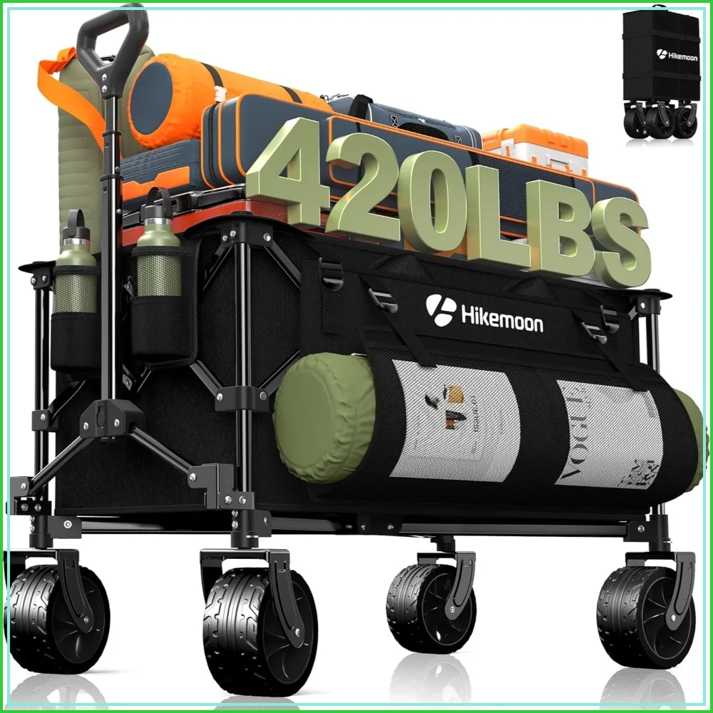 150L Collapsible Wagon, 420LBS Heavy Duty Folding Beach Cart with Big All-Terrain Wheels, Portable Utility Wagon for Grocery, Shopping, Garden, Sports, Camping
150L Collapsible Wagon, 420LBS Heavy Duty Folding Beach Cart with Big All-Terrain Wheels, Portable Utility Wagon for Grocery, Shopping, Garden, Sports, Camping