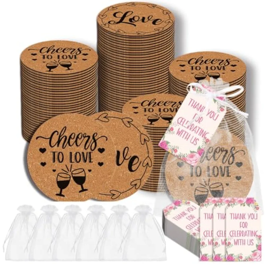 180pcs Wedding Favors for Guests Bulk Set- Cork Coasters with Organza Bags and Rustic Floral Tags - Absorbent Reusable Drink Co
180pcs Wedding Favors for Guests Bulk Set- Cork Coasters with Organza Bags and Rustic Floral Tags - Absorbent Reusable Drink Co
