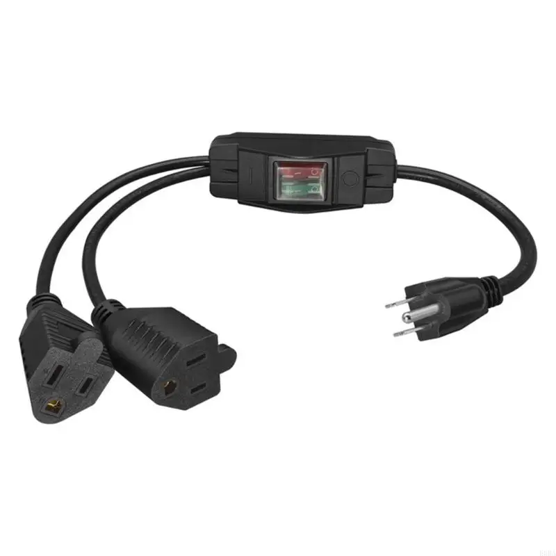 Power Cord Extension Splitter with Switching 2 Way Outlet Adapter 2x 5-15R to 5-15P Line for Indoor Outdoor Use
Power Cord Extension Splitter with Switching 2 Way Outlet Adapter 2x 5-15R to 5-15P Line for Indoor Outdoor Use