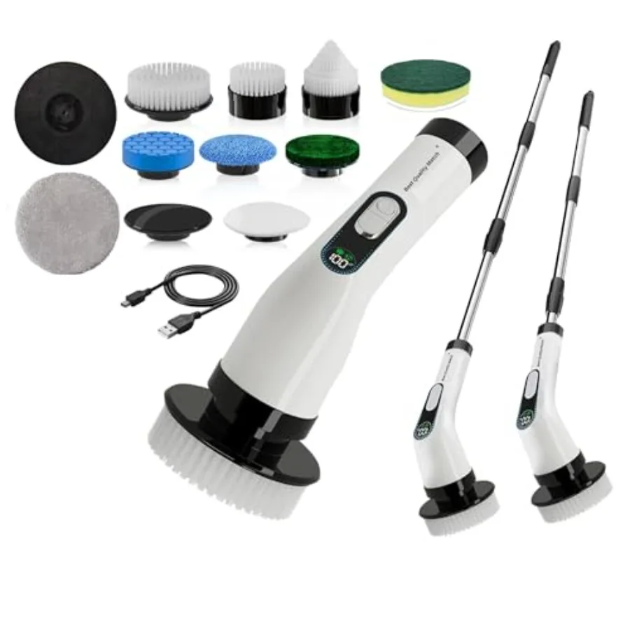 Electric Spin Scrubber for Cleaning, Cordl Power Scrubber with Long Handle, 10 Replaceable Brush Heads, 2-Speed, IPX7 Waterproo
Electric Spin Scrubber for Cleaning, Cordl Power Scrubber with Long Handle, 10 Replaceable Brush Heads, 2-Speed, IPX7 Waterproo