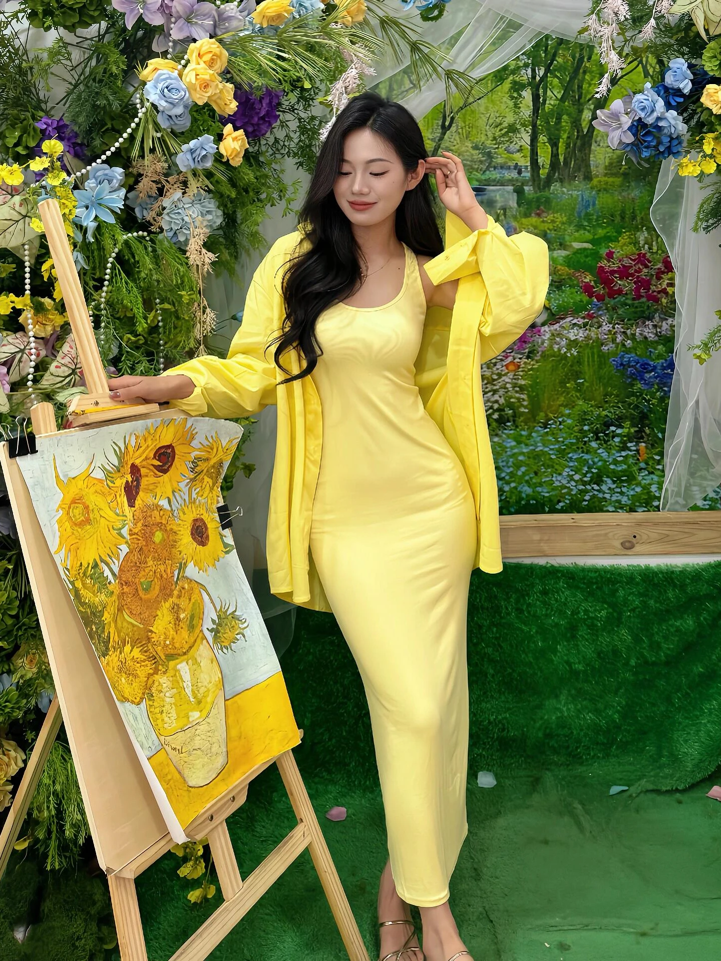 Yellow Long Sleeve Slim Fit Shirt U-Neck Vest Dress Women Spring Summer Holiday Style Set Breathable Casual High Waist C...
Yellow Long Sleeve Slim Fit Shirt U-Neck Vest Dress Women Spring Summer Holiday Style Set Breathable Casual High Waist C...