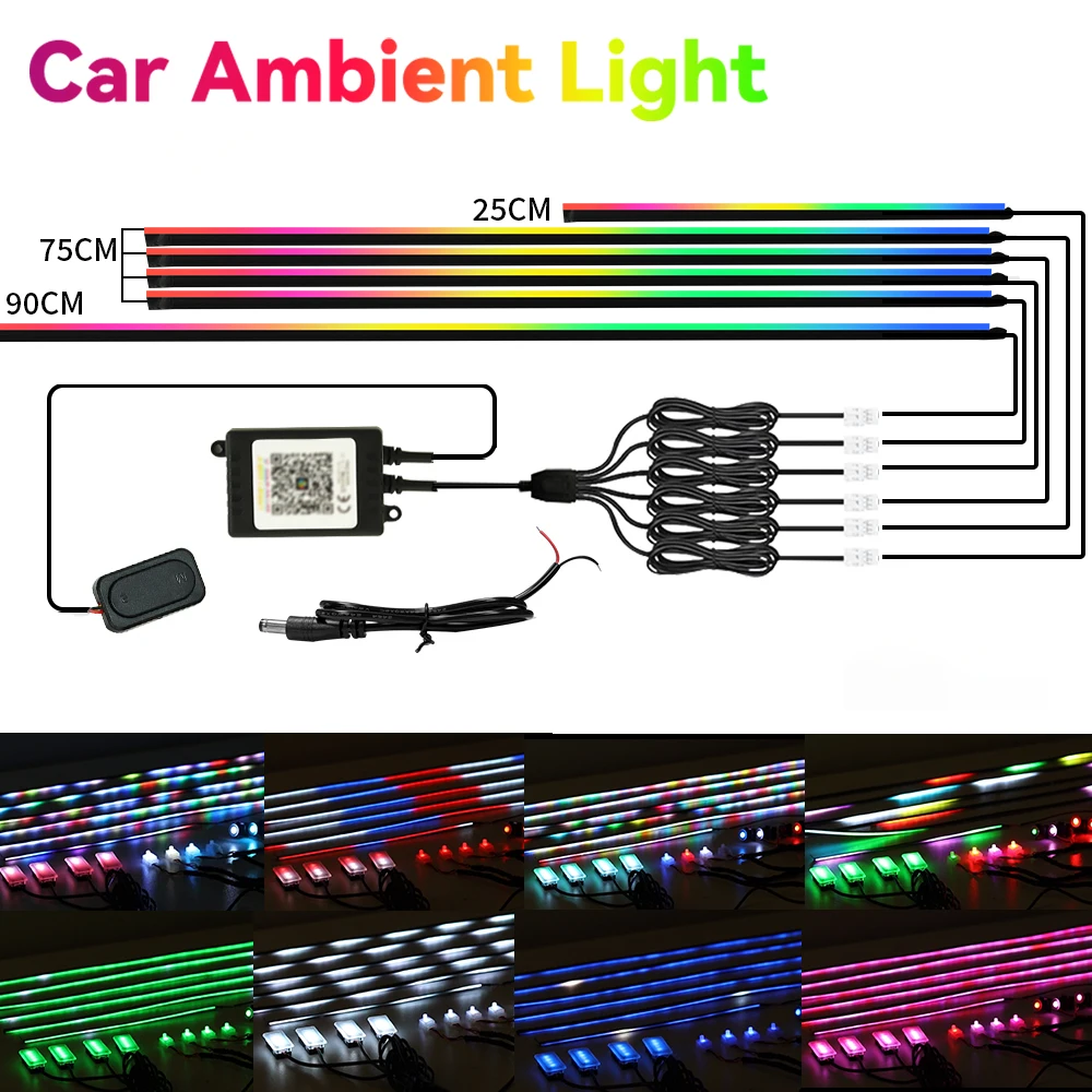 LED Symphony Ambient Lights APP control Car Interior Full Color Streamer RGB Neon Acrylic Strip Decoration Atmosphere Lamp
LED Symphony Ambient Lights APP control Car Interior Full Color Streamer RGB Neon Acrylic Strip Decoration Atmosphere Lamp