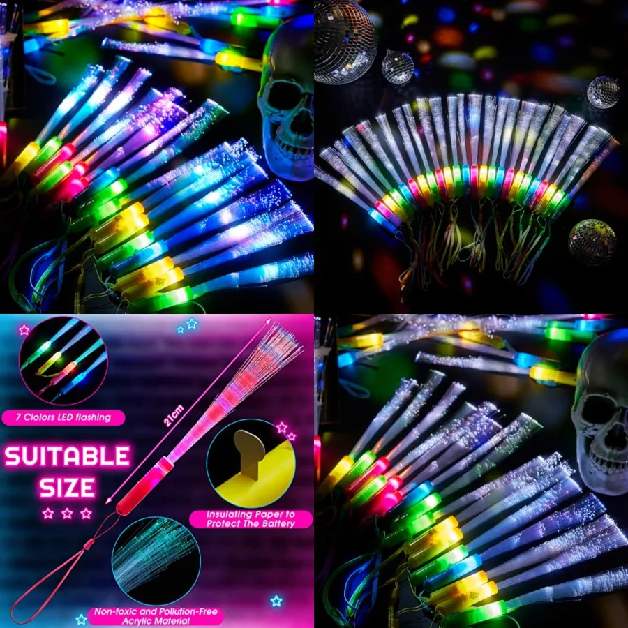 48 Pieces Glow Fiber Wands Sticks LED Light up Fiber Optic Wands LED Flashing Sticks Glow Flashing Optic Party Favors, Colorful
48 Pieces Glow Fiber Wands Sticks LED Light up Fiber Optic Wands LED Flashing Sticks Glow Flashing Optic Party Favors, Colorful