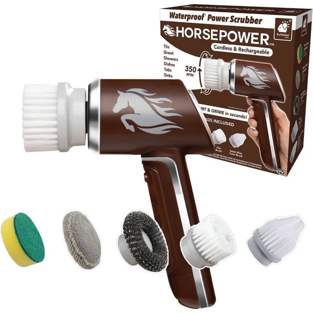 Tool Horsepower Scrubber, Waterproof, Electric Power, Spins 350 RPM, 5 Brush Heads, AS-SEEN-ON-TV, Cleans Dirt
Tool Horsepower Scrubber, Waterproof, Electric Power, Spins 350 RPM, 5 Brush Heads, AS-SEEN-ON-TV, Cleans Dirt
